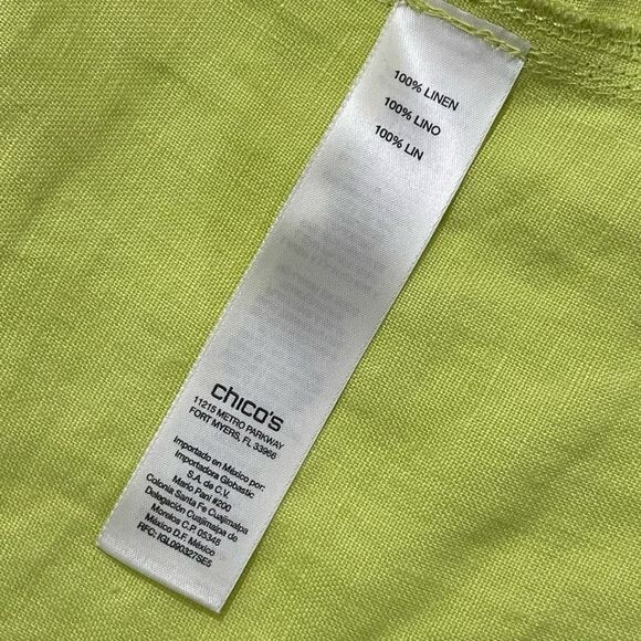 Chico's Roll Tab Sleeves with Buckle Drape Front Easy Linen‎ Jacket Green XS/4 - Picture 4 of 6